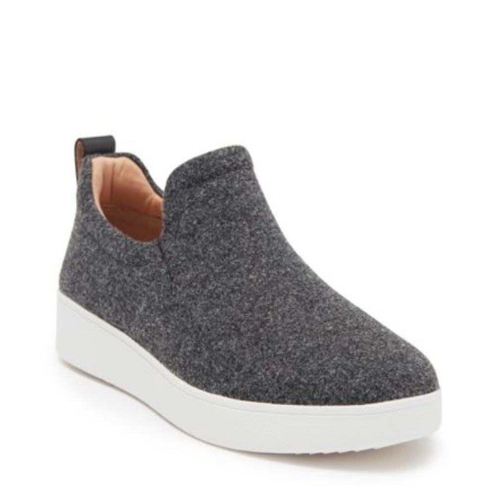 FitFlop Women's RALLY Felt Slip On Comfort Sneakers Shoes Size 7.5 GREY
